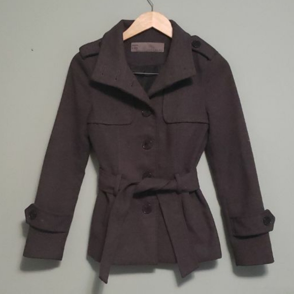 Zara grey coat with belt - Picture 1 of 11